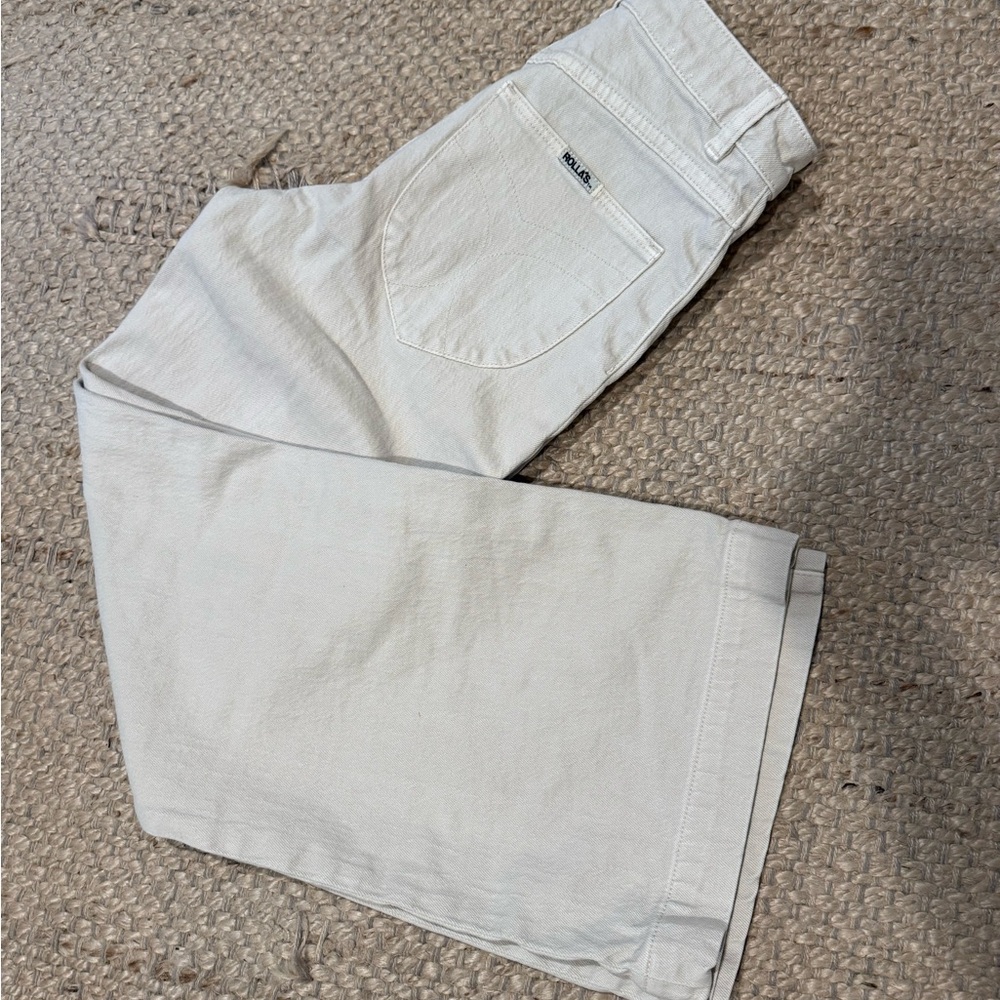 ROLLA'S Cream High Rise Wide Leg Pants